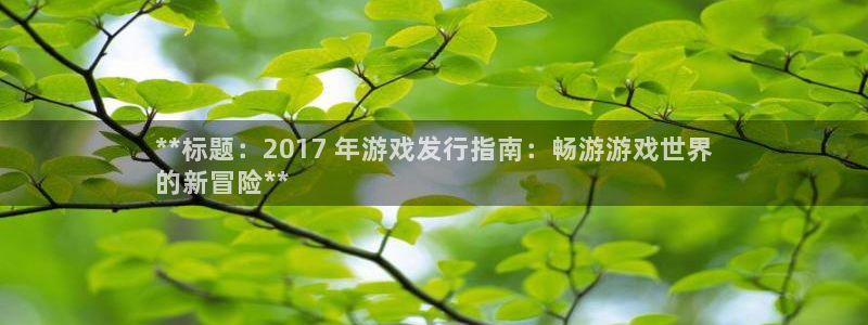 天辰平台怎么样可靠吗知乎：**标题：2017 年游戏发行指南：畅游游戏世界
的新冒险**